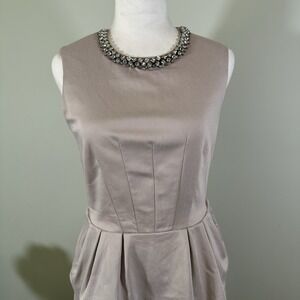Ark & Co Sleeveless Peplum Dress‎ Gray/Beige Medium